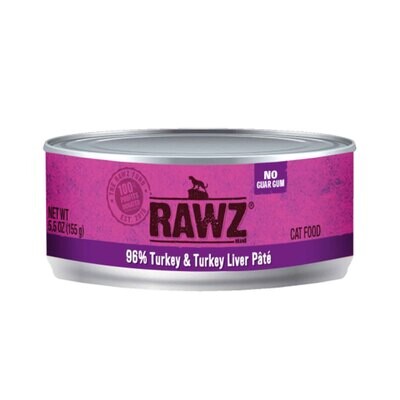 Rawz Grain Free 96% Turkey & Turkey Liver Wet Cat Can