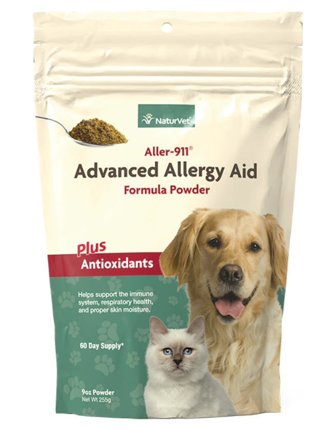 NaturVet Aller-911® Advanced Allergy Aid Formula Powder for Cats and Dogs -9oz