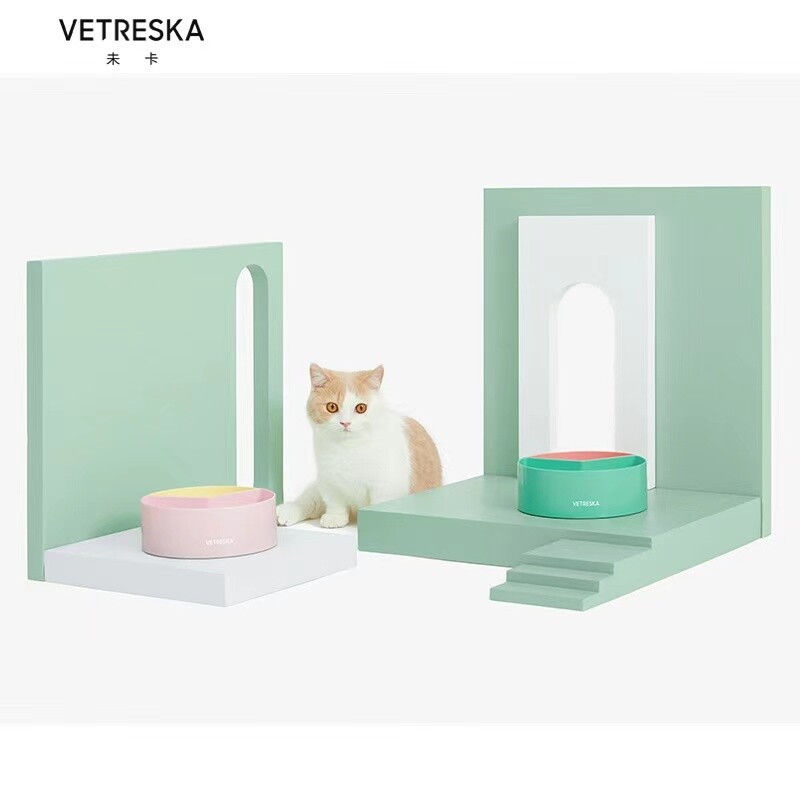 VETRESKA Detachable Double Pet Bowl For Cat&Dog - Watermelon