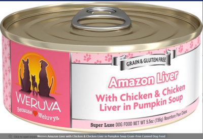 Weruva Amazon Liver Dog Canned Food-5.5oz - 鸡肉鸡肝南瓜狗罐头