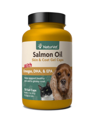 Naturvet SALMON OIL SKIN & COAT GEL CAPS for cats and dogs