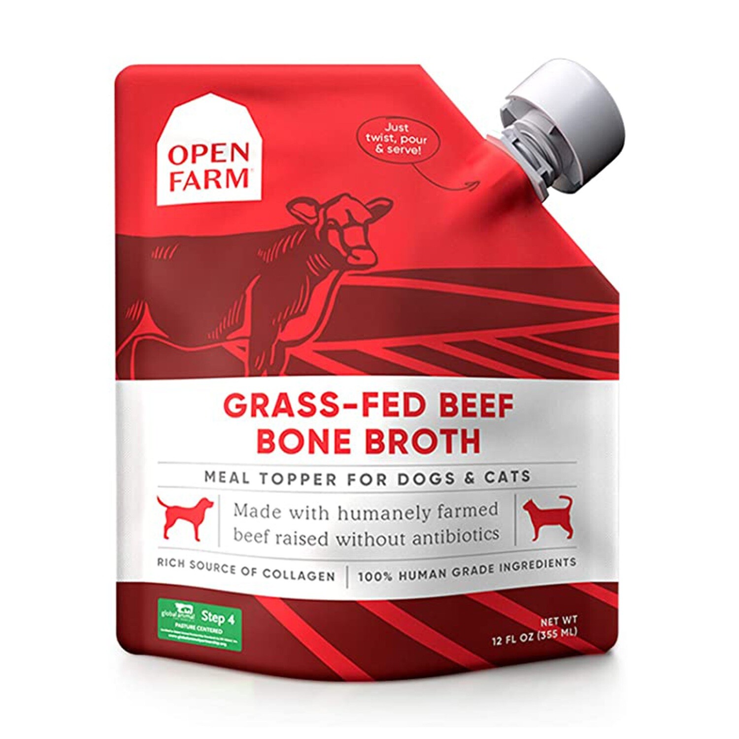 Open Farm Grass-Fed Beef Bone Broth for Dogs and Cats 12oz