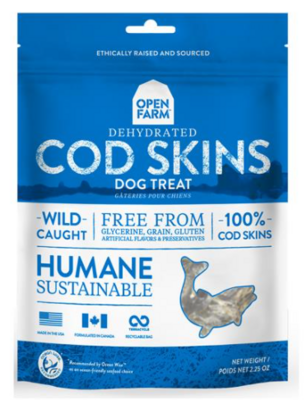 Open Farm Cod Skins Dog Treats 2.25oz - 鳕鱼皮狗狗零食