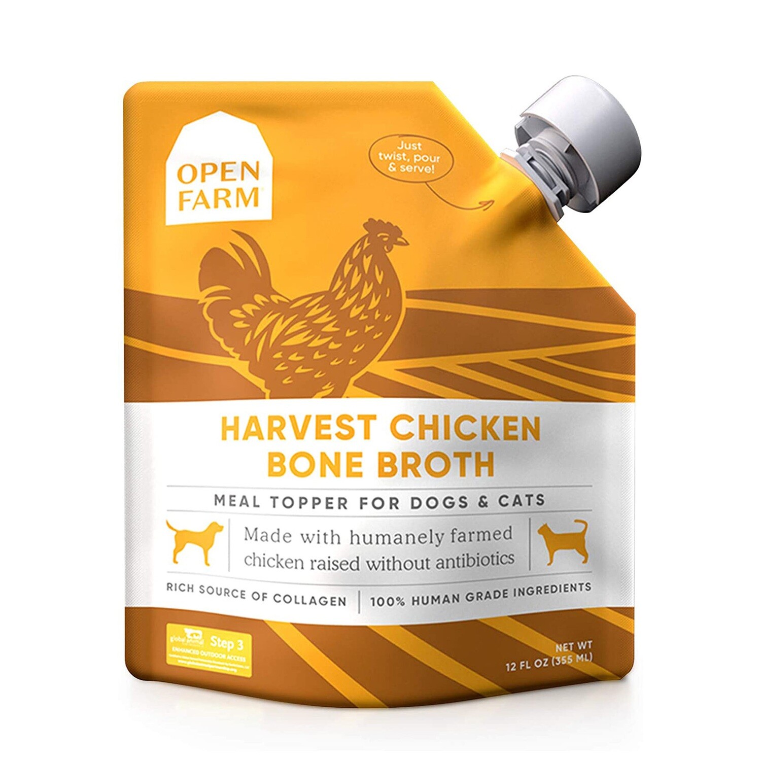 Open Farm Harvest Chicken Bone Broth for Dogs and Cats-12oz
