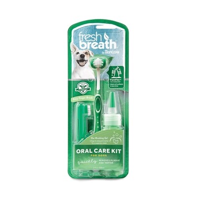 TropiClean Fresh Breath Oral Care Kit for Dogs - 全面口腔护理洁齿套装 牙刷+牙膏+指套刷