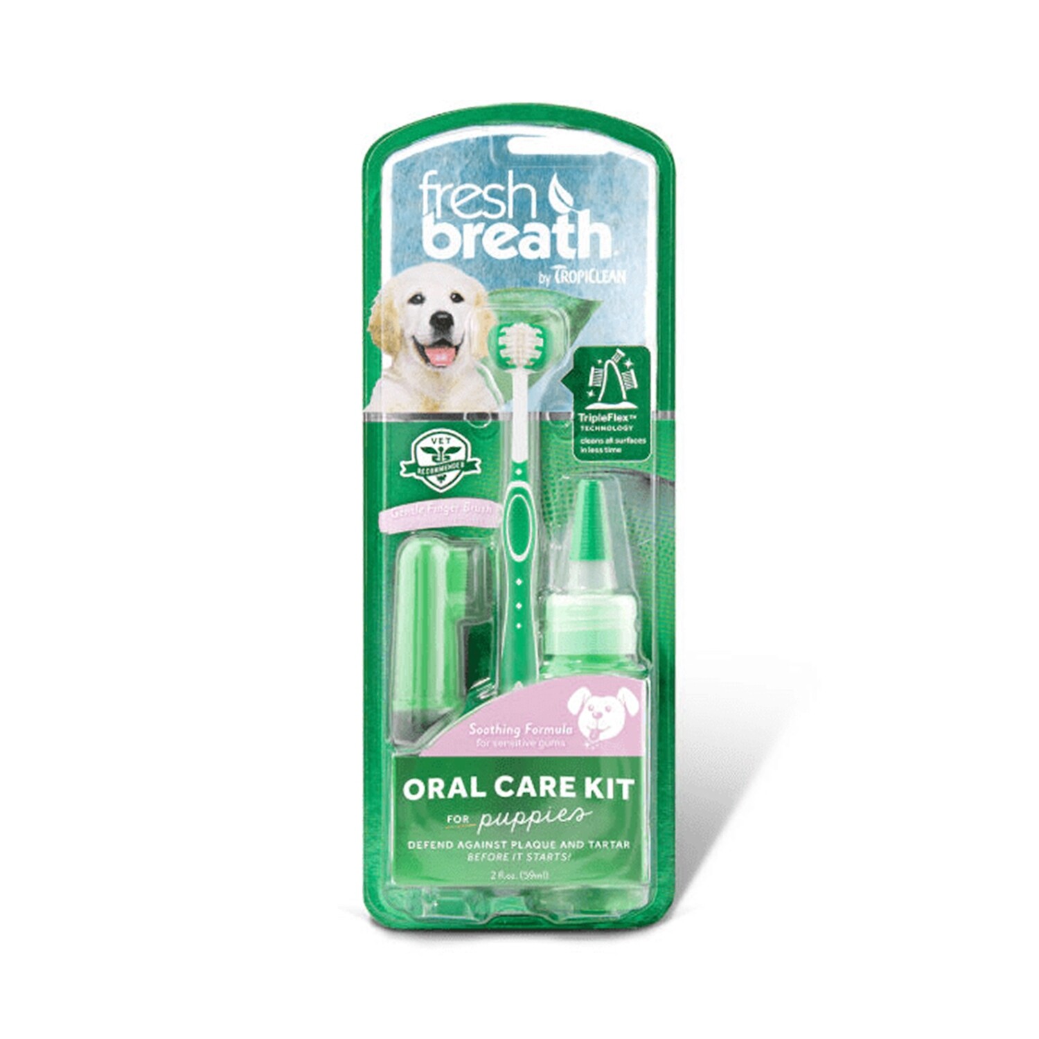 TropiClean Fresh Breath Oral Care Kit for Puppies - 口腔护理洁齿套装 牙膏+牙刷+指套刷 幼犬专用