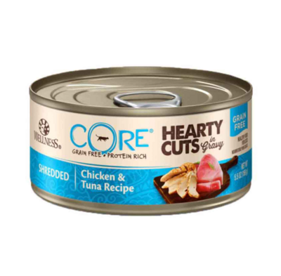 Wellness CORE Grain-Free Hearty Cuts In Gravy Shredded Chicken & Tuna Recipe Canned Cat Food-5.5oz - 鸡肉和金枪鱼肉汁碎末食谱
