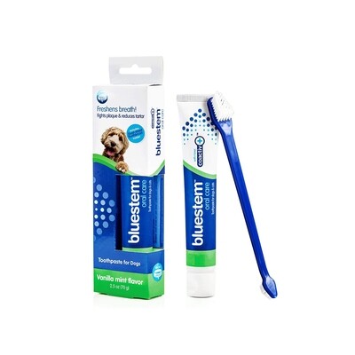 Bluestem口腔护理牙膏和刷子组合-香草薄荷 狗用-70g