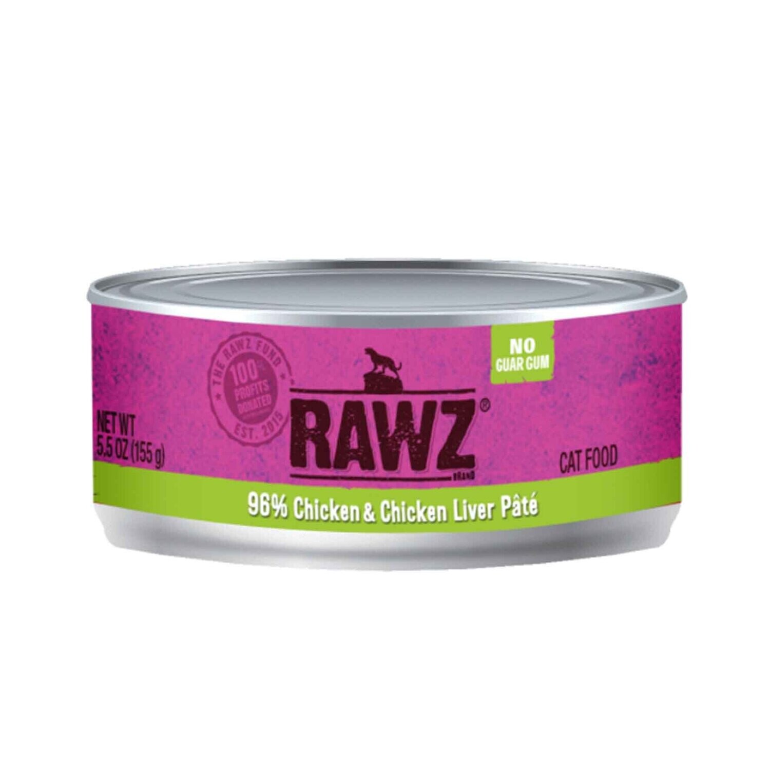 Rawz® Grain Free 96% Chicken & Chicken Liver Wet Cat Food 5.5oz - 无谷物96％鸡肉和鸡肝猫罐头