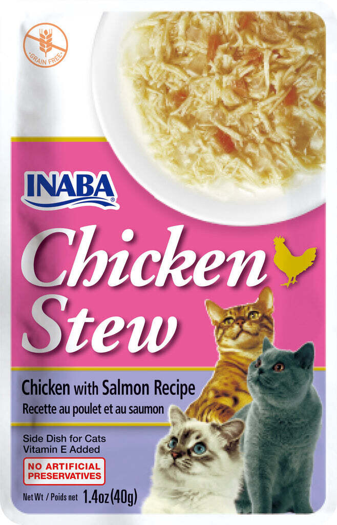 INABA Cat Chicken Stew - Chicken with Salmon Recipe for cats-1.4 oz (40 g) 鸡肉炖汤汤包鸡肉三文鱼味猫用