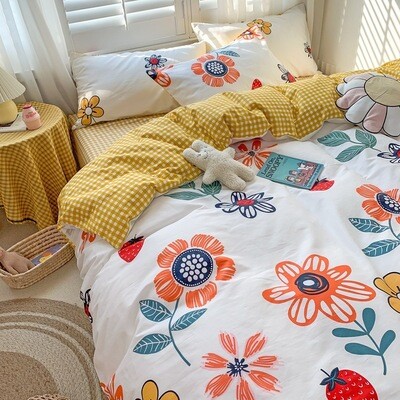 Flower Print Bedding Sets - 五彩花朵四件套