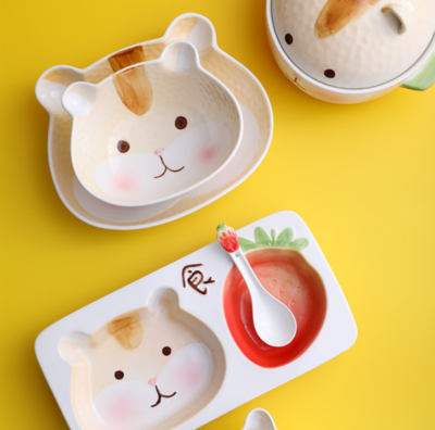 Strawberry hamster ceramic pet spoon - 草莓陶瓷勺子罐头勺