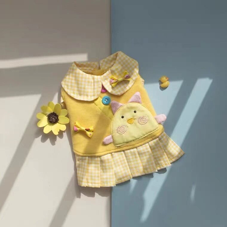 Kindergarten chicken yellow round collar pet clothes