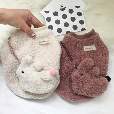 F/W plush rabbit bag coat pet clothes