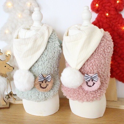 Faux sherpa hooded biscuit smiling face sweater pet clothes - 羊羔绒连帽饼干笑脸卫衣宠物衣服