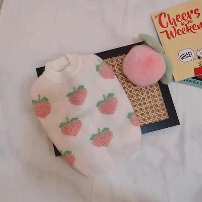 Peach Knitted Pet Sweater - 宠物水蜜桃针织衣服