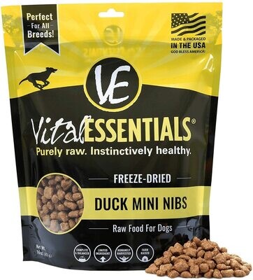 VE Vital Essentials Duck Mini Nibs Freeze-Dried Dog Food 16oz - 鸭肉迷你冻干狗粮