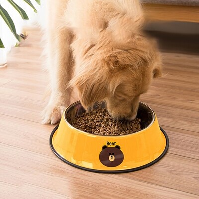 Thicken the stainless steel dog bowl to keep the bowl from tipping - 加厚不锈钢大号狗碗防打翻食盆