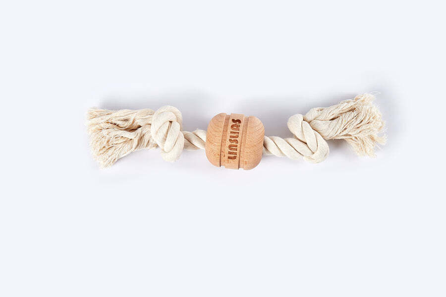 LINSLINS Beech Wood Double Knot Rope Toy for Dogs