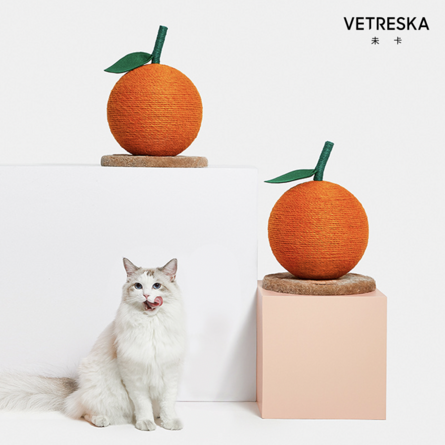 Vetreska Orange Cat Scratch Toy Cat tree - 未卡大橘猫抓板猫树