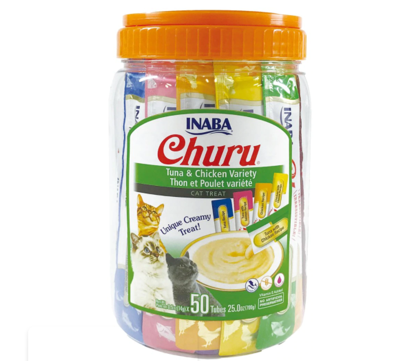 INABA Cat Churu Purées  Variety Pack - Tuna and Chicken Recipes-14gx50