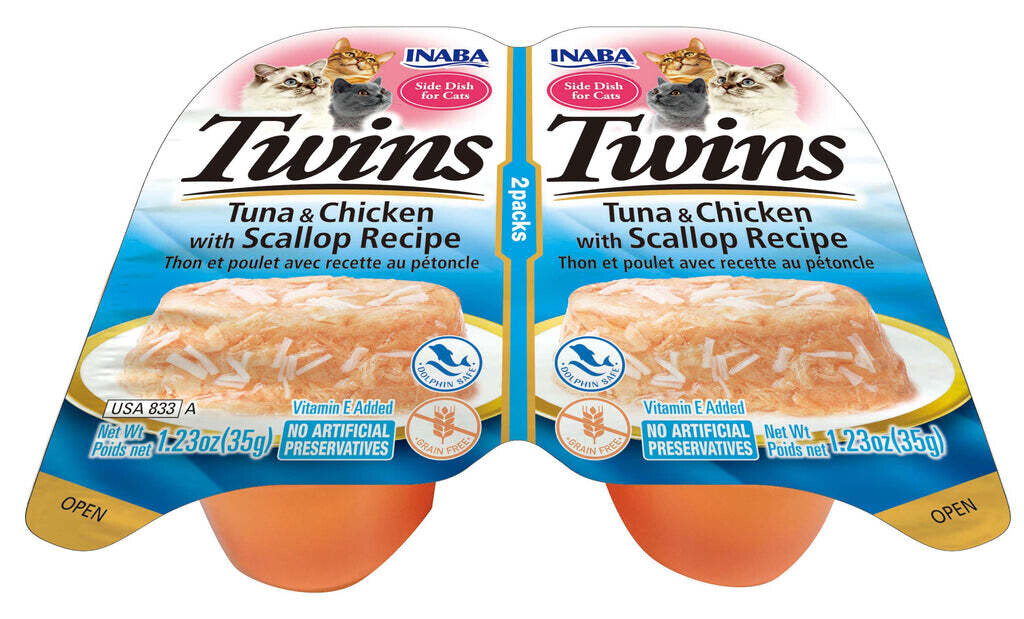 INABA CAT TWIN CUPS Tuna & Chicken with Scallop 1.23oz (35g x 2) 猫餐盒两盒装吞拿鸡肉带子味