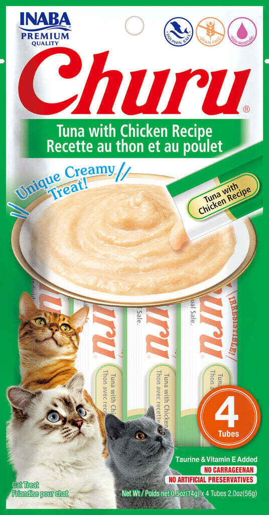 INABA Cat Churu Purées - Tuna with Chicken Recipe-4 tubes