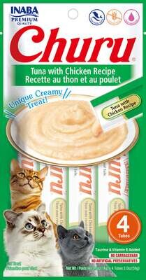 INABA Cat Churu Purées - Tuna with Chicken Recipe-4 tubes ( BB 03 MAR 2024)