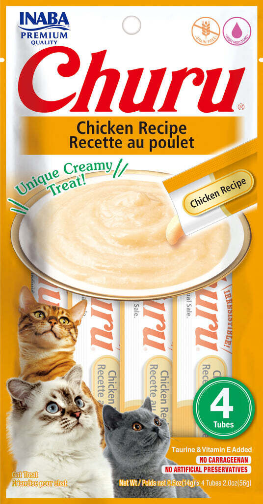 INABA Cat Churu  Purées - Chicken Recipe-4 tubes 慕斯猫汤条鸡肉4支装