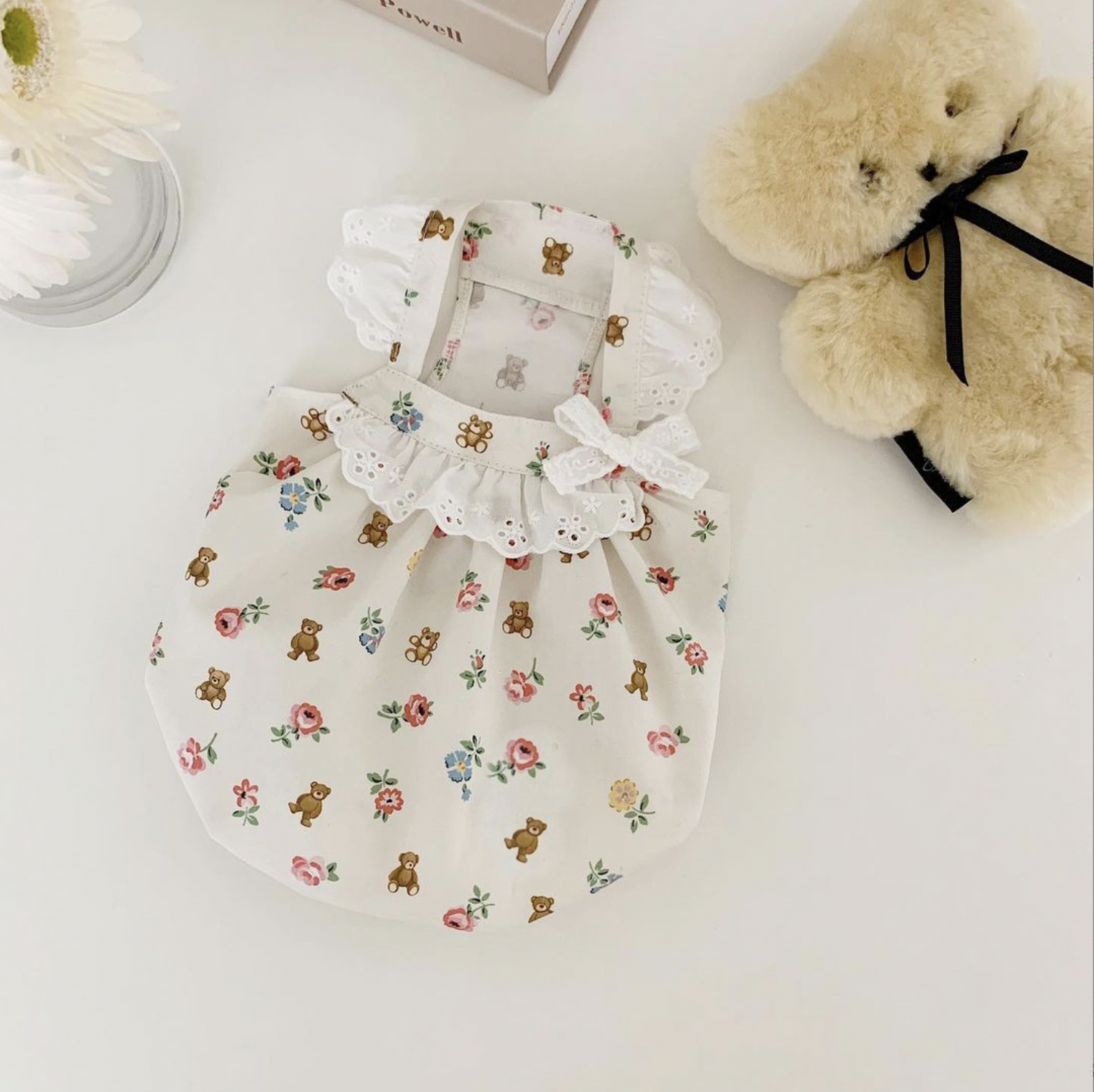 Little bear and Flower Dress for Pet - Beige