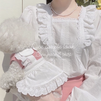 Cute Lace Lolita Dress for Pet (with same colour hair clips)