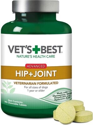 VETS BEST Advanced Hip & Joint Tablets for Dogs 90 ct- 绿十字加强版关节保健片 犬用