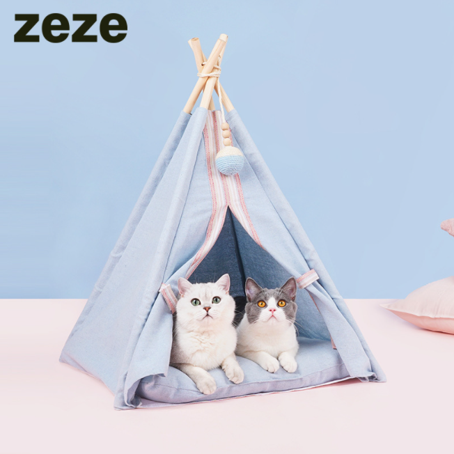 Zeze Pet bed/ Tent-帐篷猫窝四季通用猫床猫屋半封闭式狗猫咪窝房子别墅宠物用品