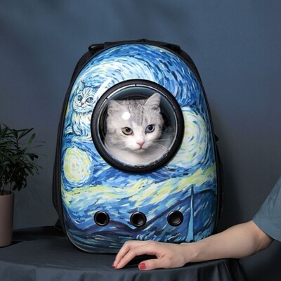 Oil painting style capsule pet carrier
