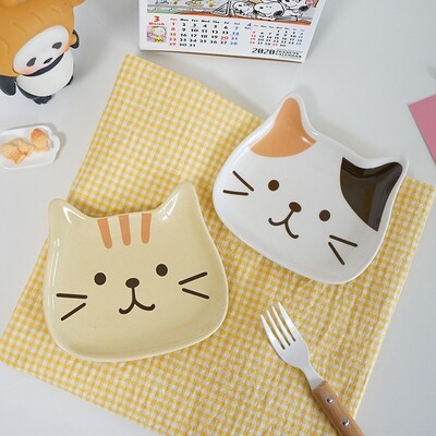 Cat shape  Ceramic Pet Feeding Plate - 猫头造型宠物零食陶瓷碟宠物碗