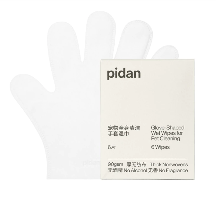 Pidan Pet Cleaning Gloves 6 Wipes - 宠物清洁手套湿巾