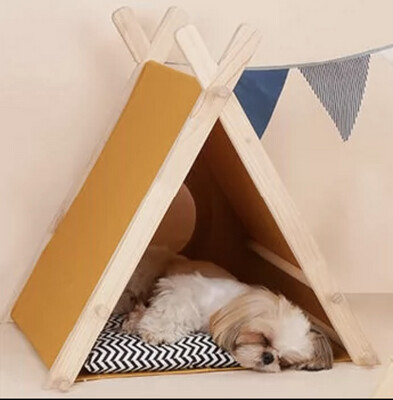 Zeze Pet  Wood Tent House - 宠物实木帐篷猫窝