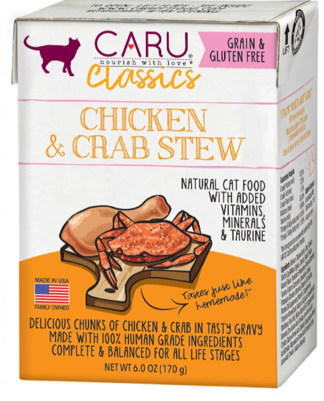 Caru Classic Chicken&Crab Stew Grain-Free Wet Cat Food, 6oz- Caru 鸡肉蟹肉无谷物猫餐盒
