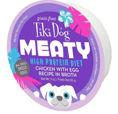 Tiki Dog Meaty Chicken Recipe Dog Food w/ egg 3oz -Tiki Dog 鸡肉鸡蛋狗餐盒