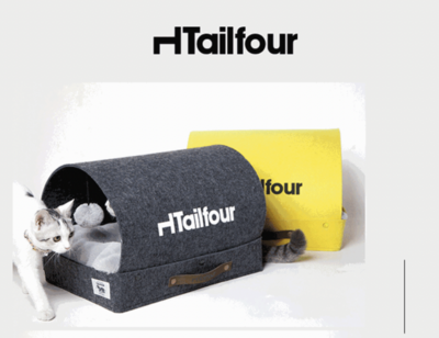 Tailfour dual-purpose cat tunnel & scratching board-Grey 隧道软垫+猫抓板两用猫窝