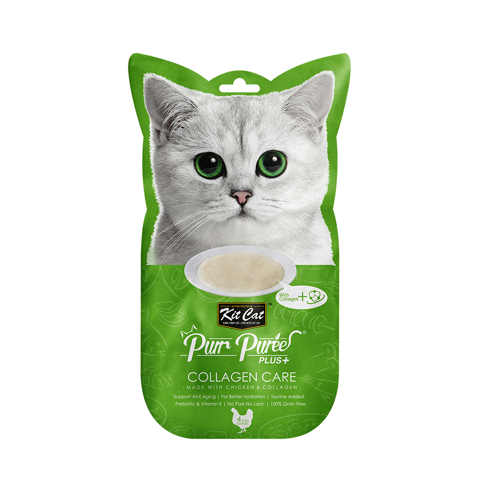 KitCat Purr Puree Plus+ Chicken & Collagen Care (Collagen Care) 4*15g 汤条猫零食-鸡肉和胶原蛋白