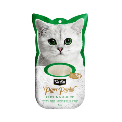 KitCat Purr Puree Cat Treats - Chicken & Scallop 4*15g 汤条猫零食-鸡肉和扇贝