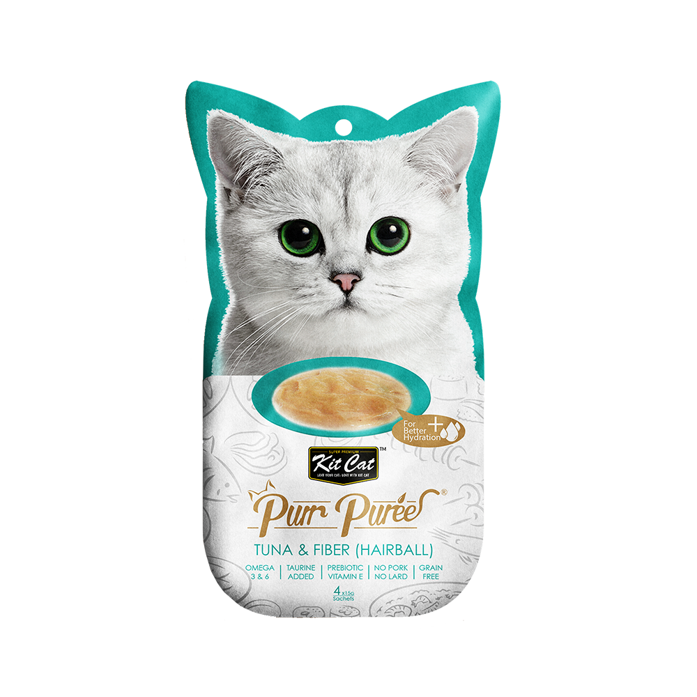 KitCat Purr Puree Cat Treats - Tuna & Fiber (Hairball)