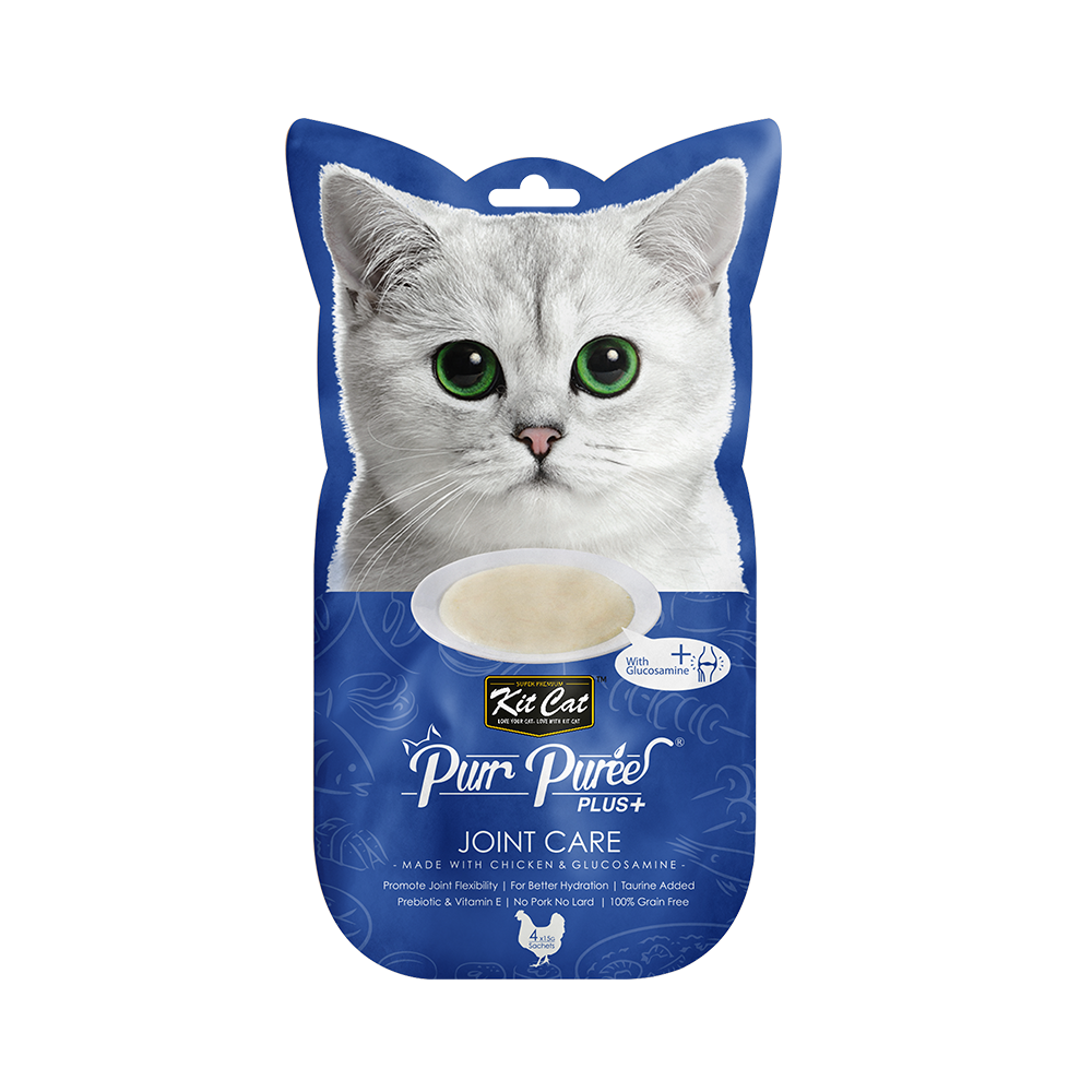 KitCat Purr Puree Plus+ Chicken & Glucosamine (Joint Care) 4*15g 汤条猫零食-鸡肉和氨基葡萄糖关节护理