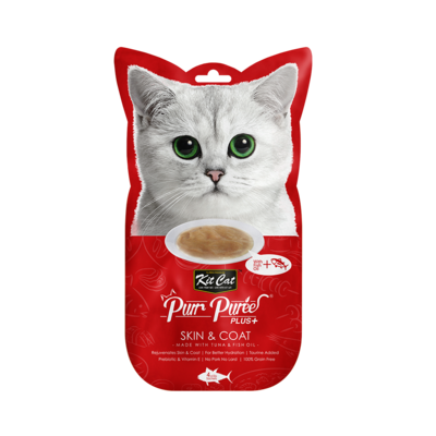 KitCat Purr Puree Plus+ Tuna & Fish Oil (Skin & Coat) 4*15g 汤条猫零食-吞拿和鱼油