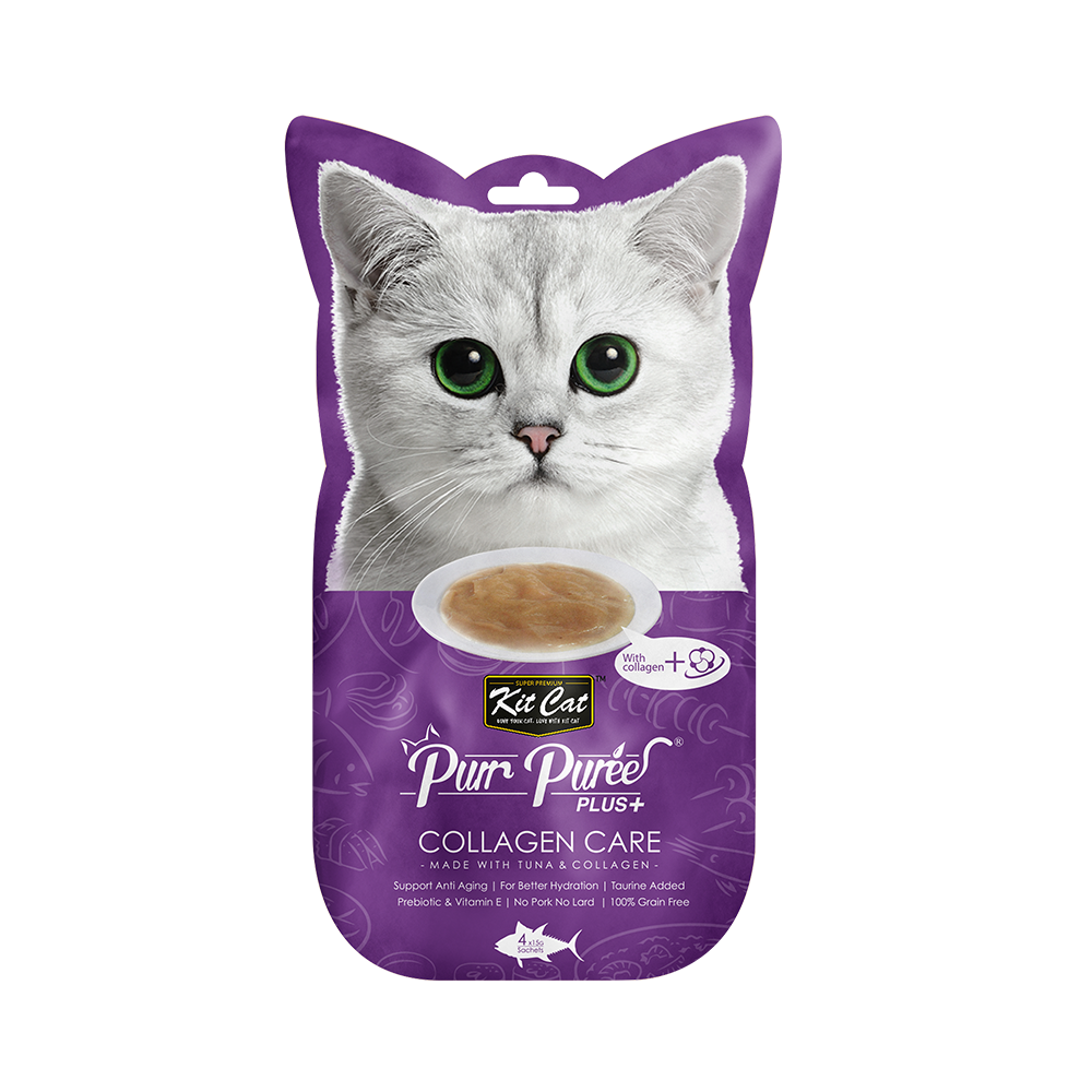 KitCat Purr Puree Plus+ Tuna & Collagen Care (Collagen Care) 4*15g 汤条猫零食-吞拿和胶原蛋白
