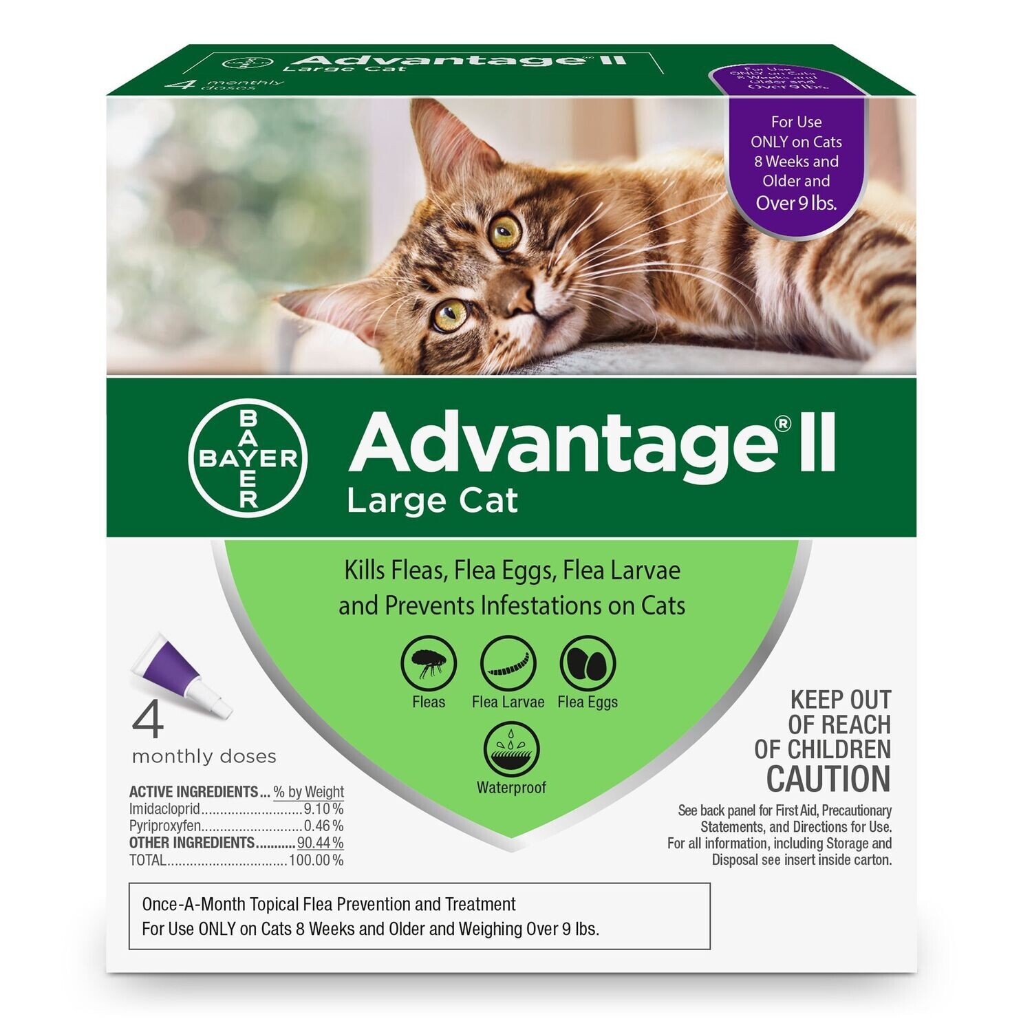 Advantage® II  Large Cat Once-A-Month Topical Flea Treatment  4 dose - Over 4 kg