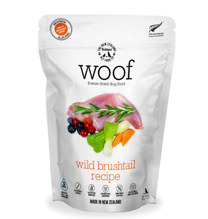The NZ Natural Woof Freeze Dried Dog Food - Wild Brushtail (BB 11 JUL 2024)