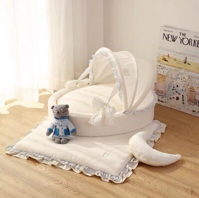 NiftyFairy White Flower Cradle Pet Bed