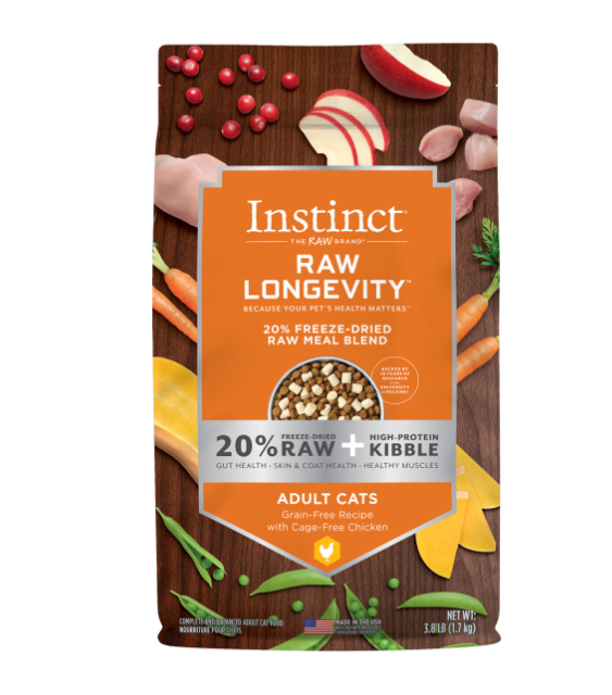Instinct Raw Longevity Chicken Recipe 20% Freeze Dried Blend Adult Food, 3.8lb-鸡肉冻干混合猫粮